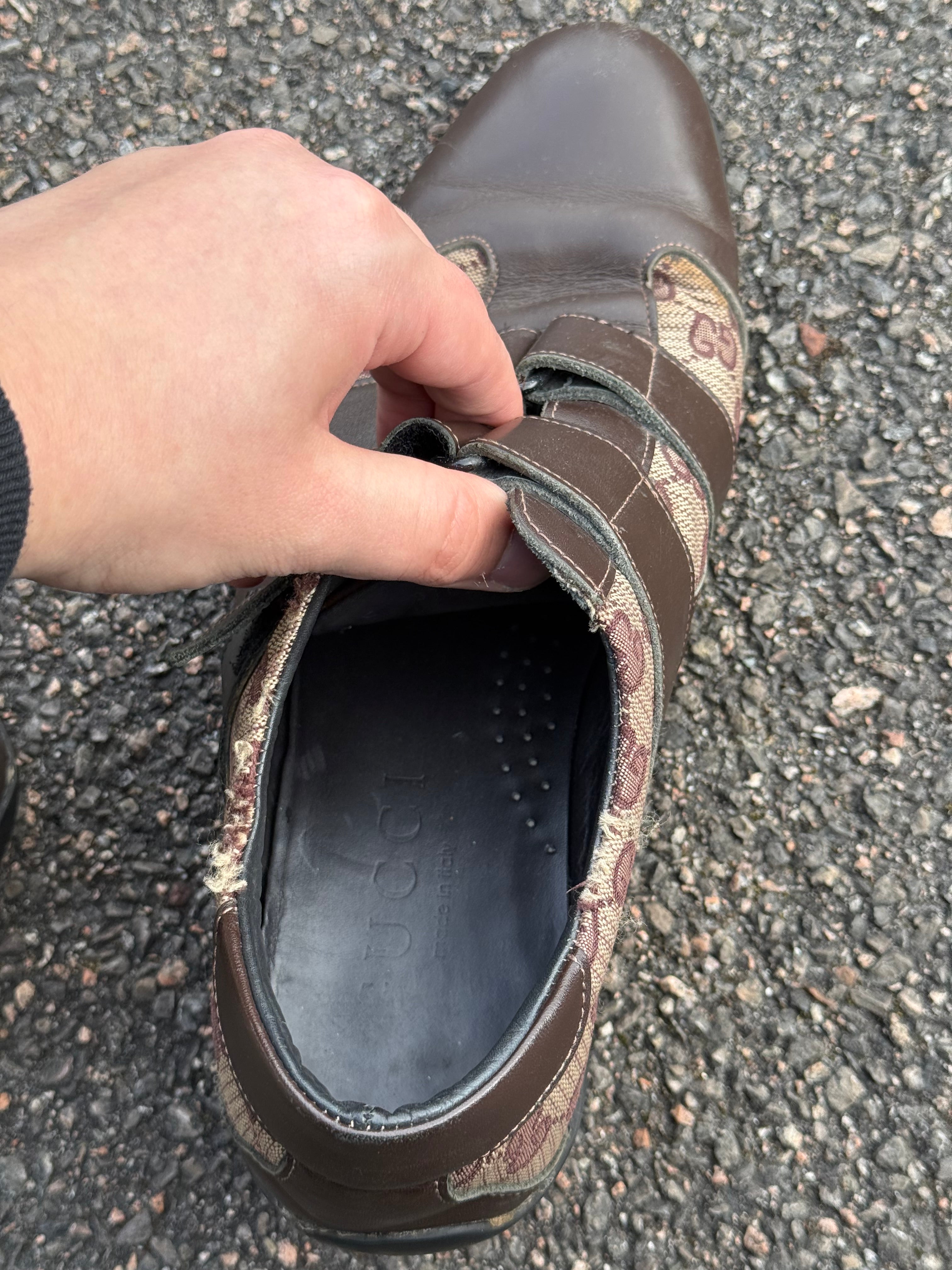 Gucci Vintage 90s Monogram Leather Brown Trainers