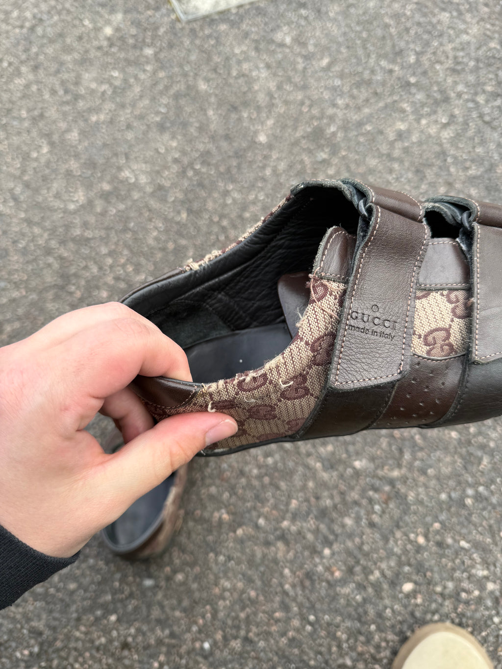 Gucci Vintage 90s Monogram Leather Brown Trainers
