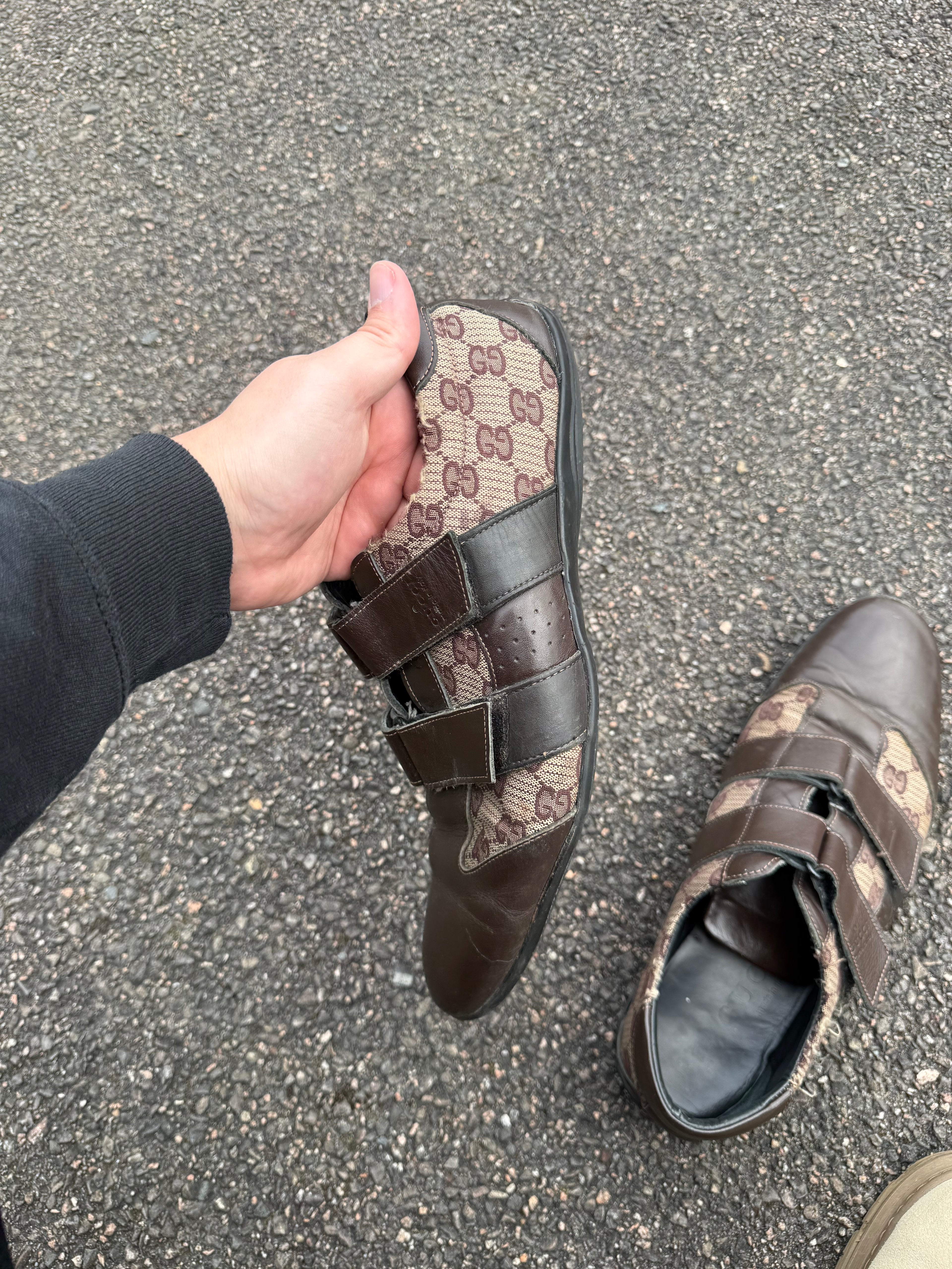 Gucci Vintage 90s Monogram Leather Brown Trainers