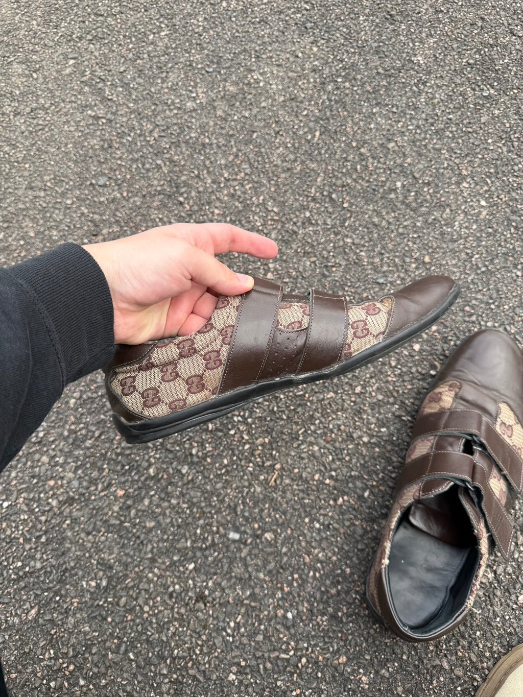 Gucci Vintage 90s Monogram Leather Brown Trainers