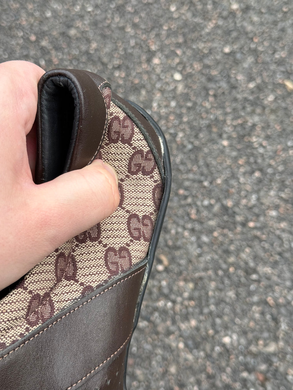 Gucci Vintage 90s Monogram Leather Brown Trainers