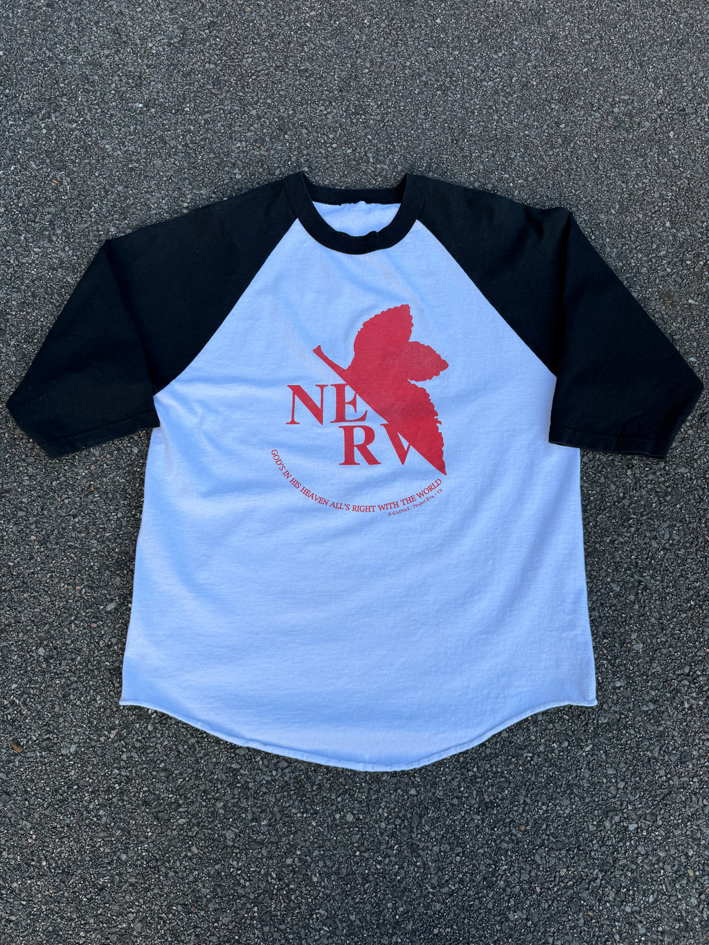 Vintage 90s Neon Genesis Evangelion NERV Anime 3/4 Raglan Shirt