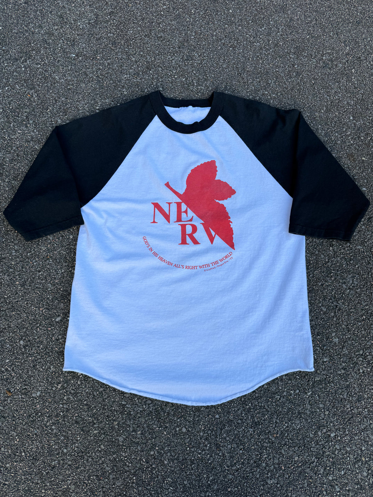 Vintage 90s Neon Genesis Evangelion NERV Anime 3/4 Raglan Shirt