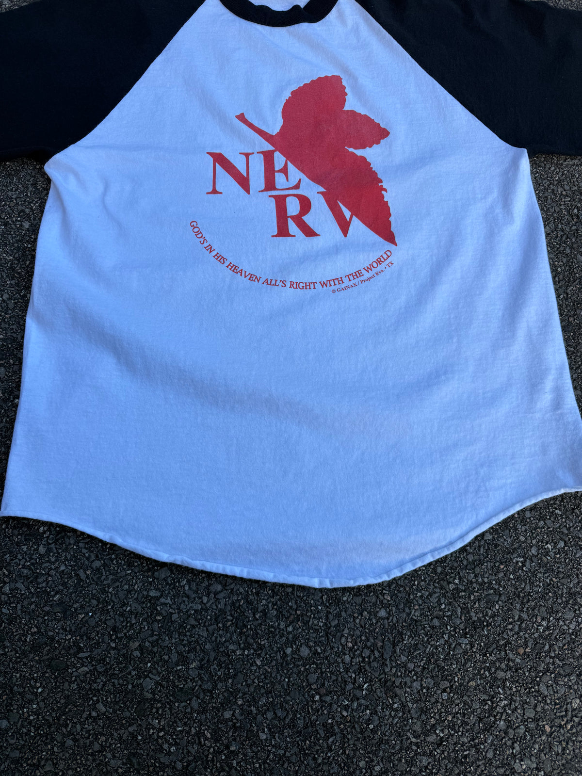 Vintage 90s Neon Genesis Evangelion NERV Anime 3/4 Raglan Shirt