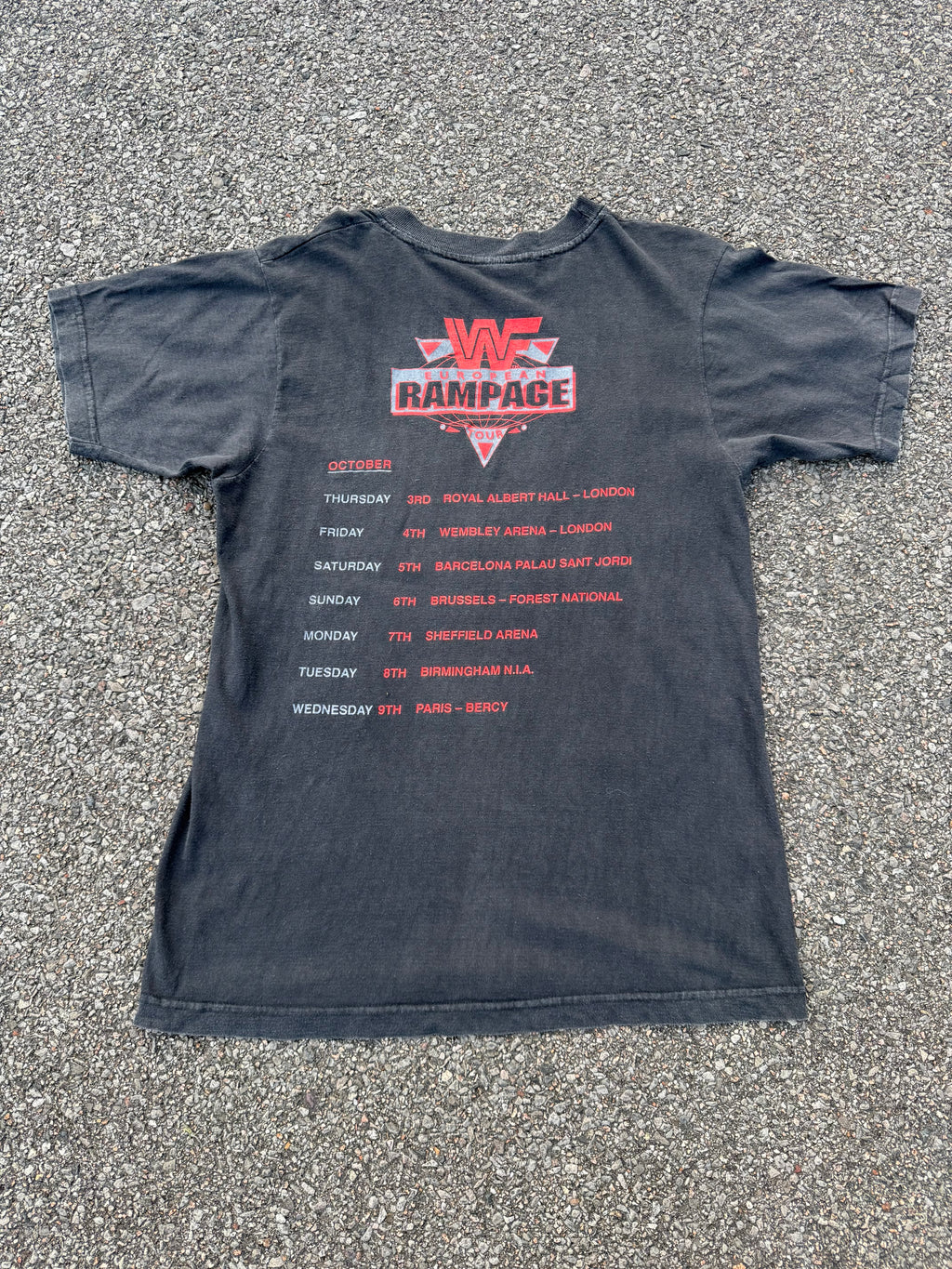 Vintage 1991 WWF The Undertaker European Rampage Tour T-Shirt
