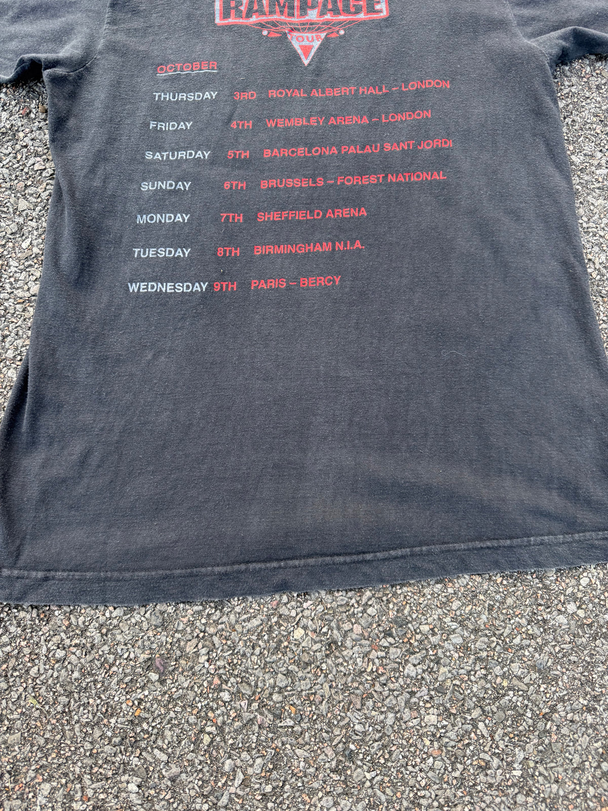 Vintage 1991 WWF The Undertaker European Rampage Tour T-Shirt