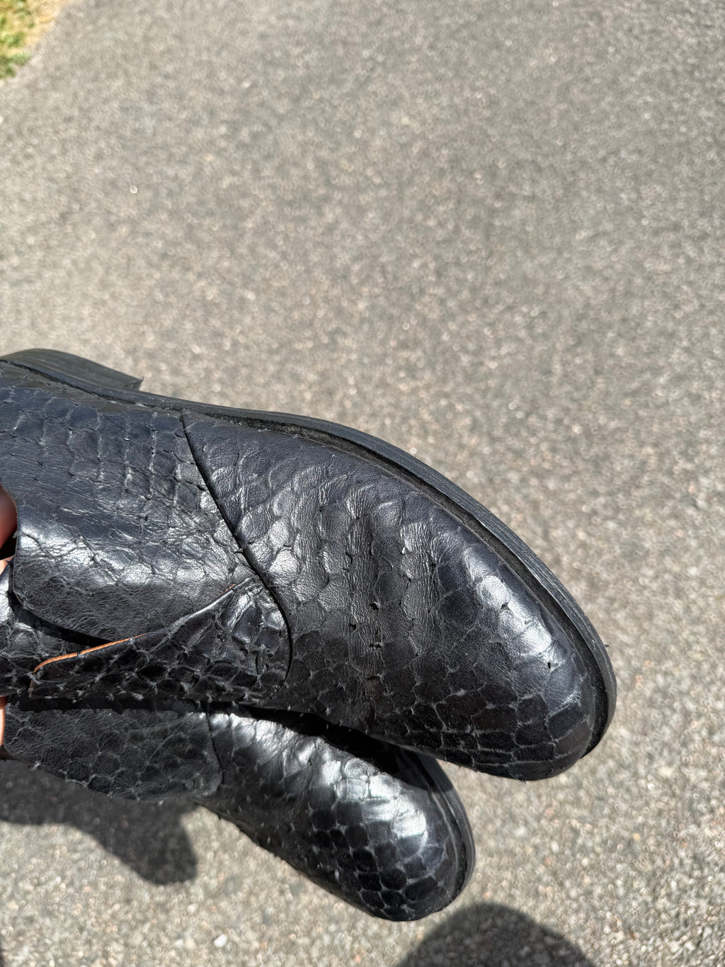 A.S.98 Vintage Y2K Black Snakeskin Textured Leather Avant-Garde Derbies Shoes