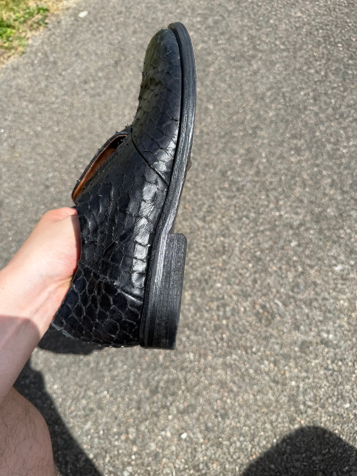 A.S.98 Vintage Y2K Black Snakeskin Textured Leather Avant-Garde Derbies Shoes