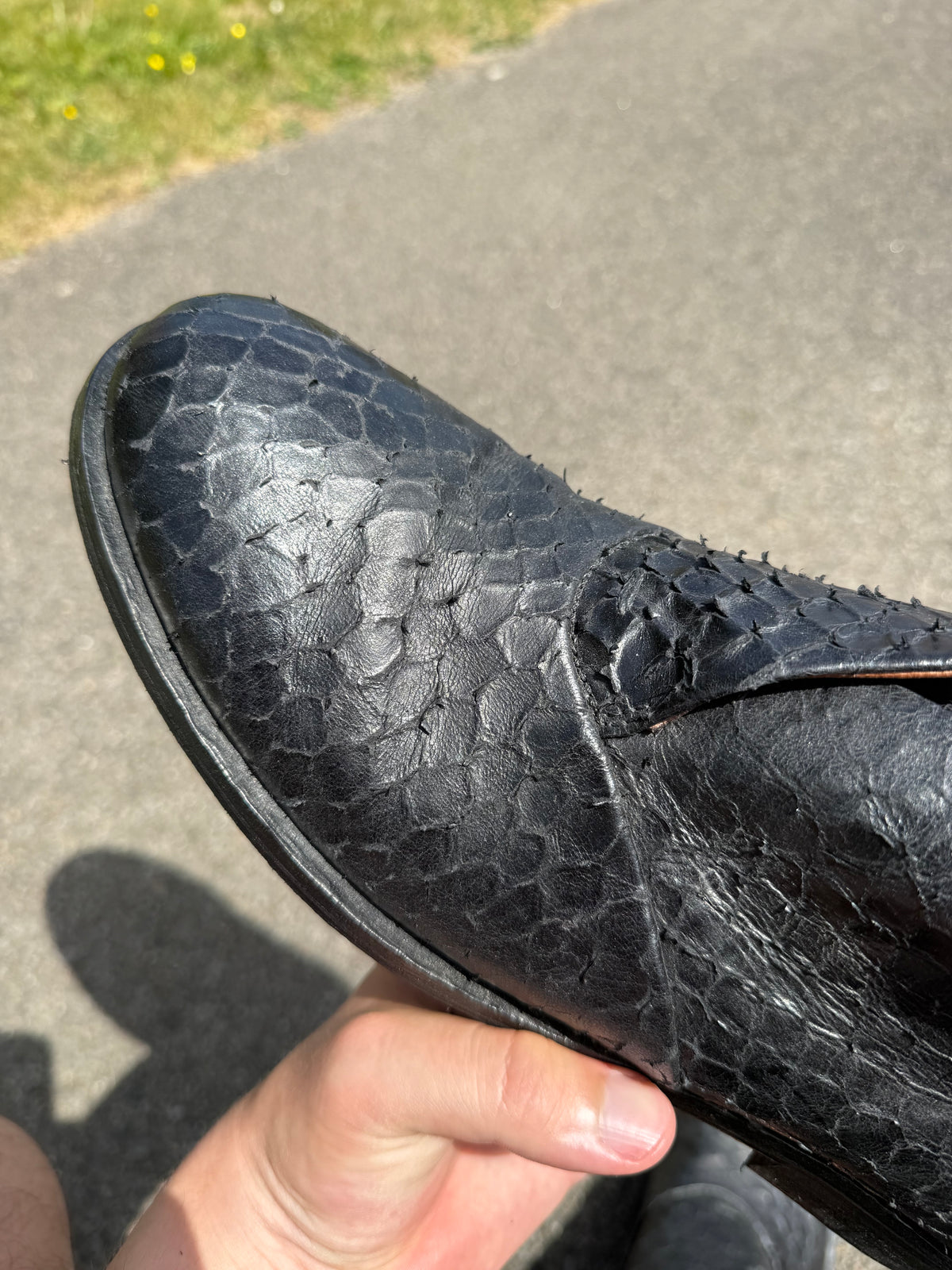 A.S.98 Vintage Y2K Black Snakeskin Textured Leather Avant-Garde Derbies Shoes