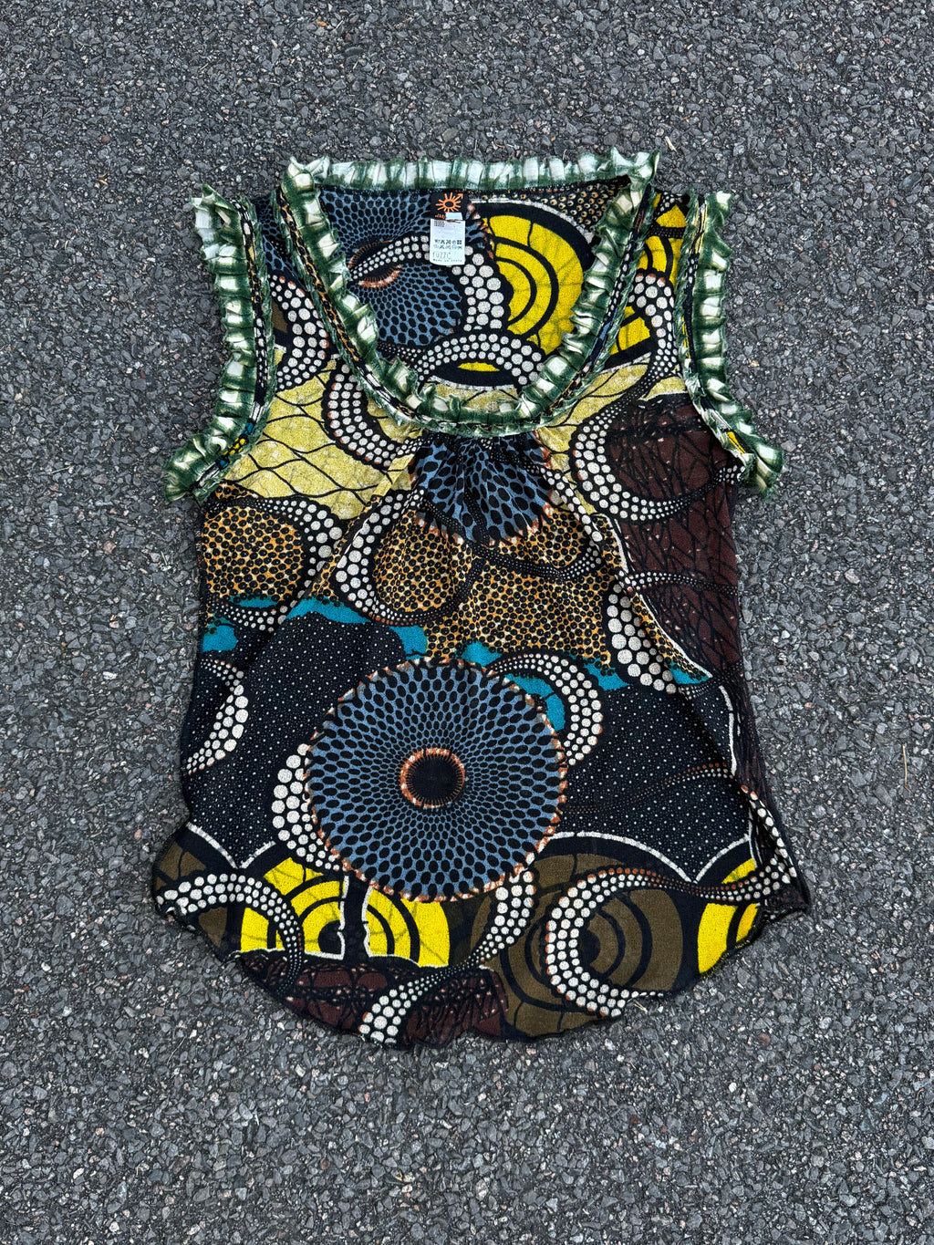 Jean Paul Gaultier Vintage 90s Tribal Circle Print Mesh Tank Top