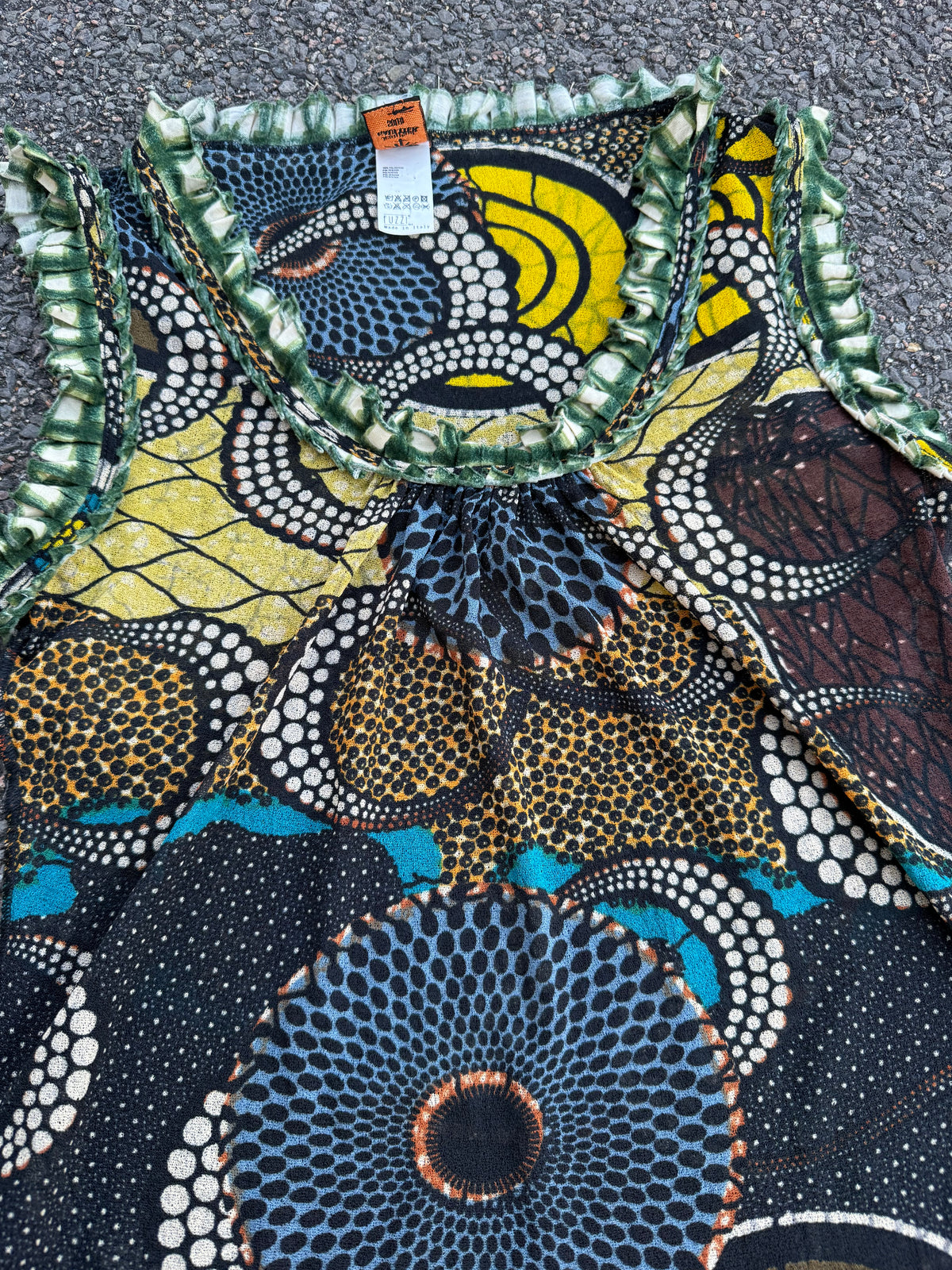Jean Paul Gaultier Vintage 90s Tribal Circle Print Mesh Tank Top