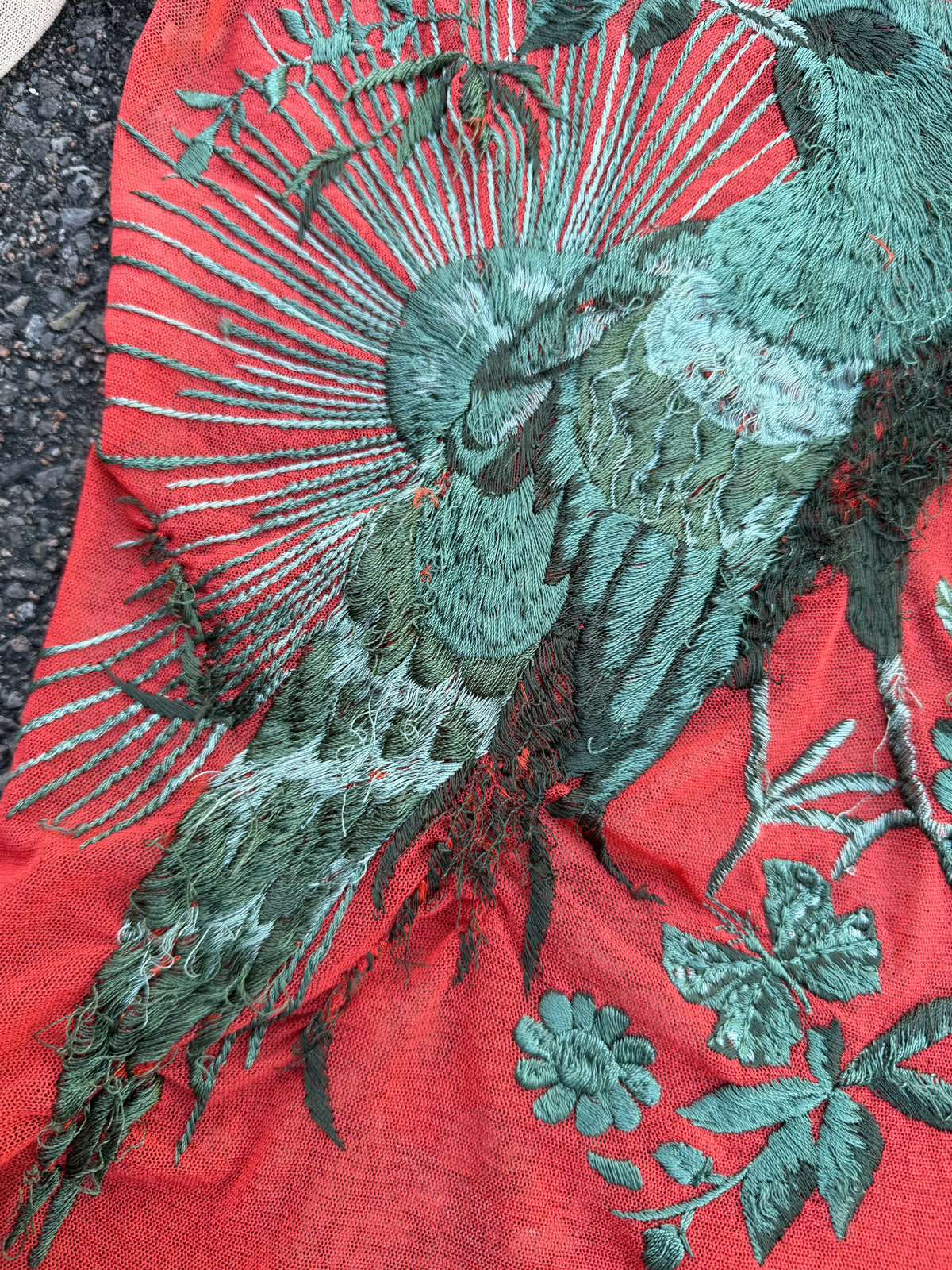 Jean Paul Gaultier Vintage 90s Bird Embroidery Printed Mesh Long Sleeve Top