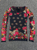 Jean Paul Gaultier Vintage 90s Soleil Floral Mesh Long Sleeve Top