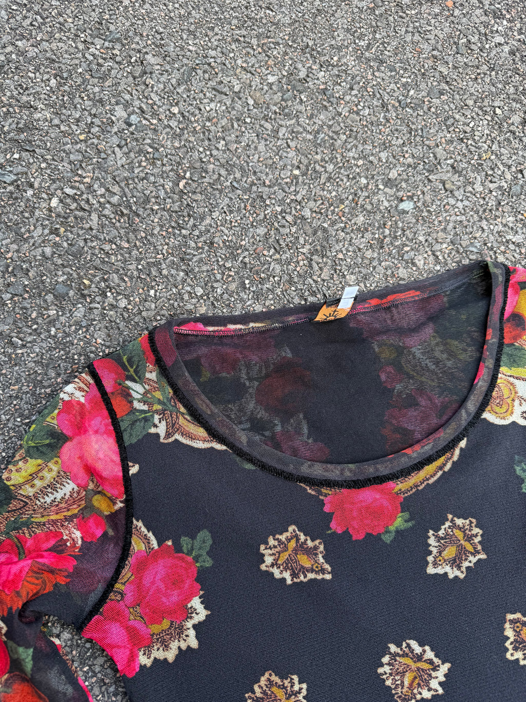 Jean Paul Gaultier Vintage 90s Soleil Floral Mesh Long Sleeve Top