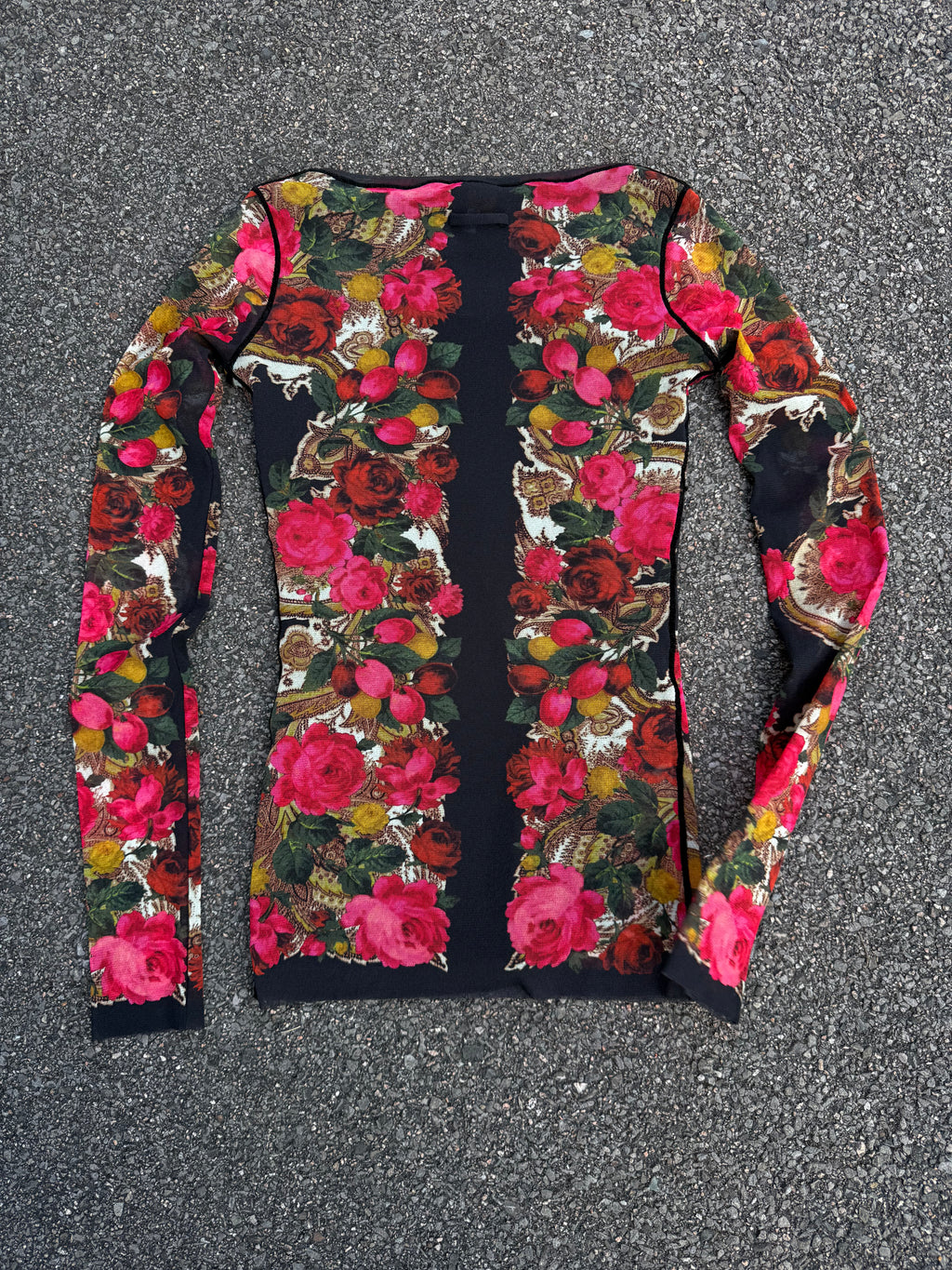 Jean Paul Gaultier Vintage 90s Soleil Floral Mesh Long Sleeve Top