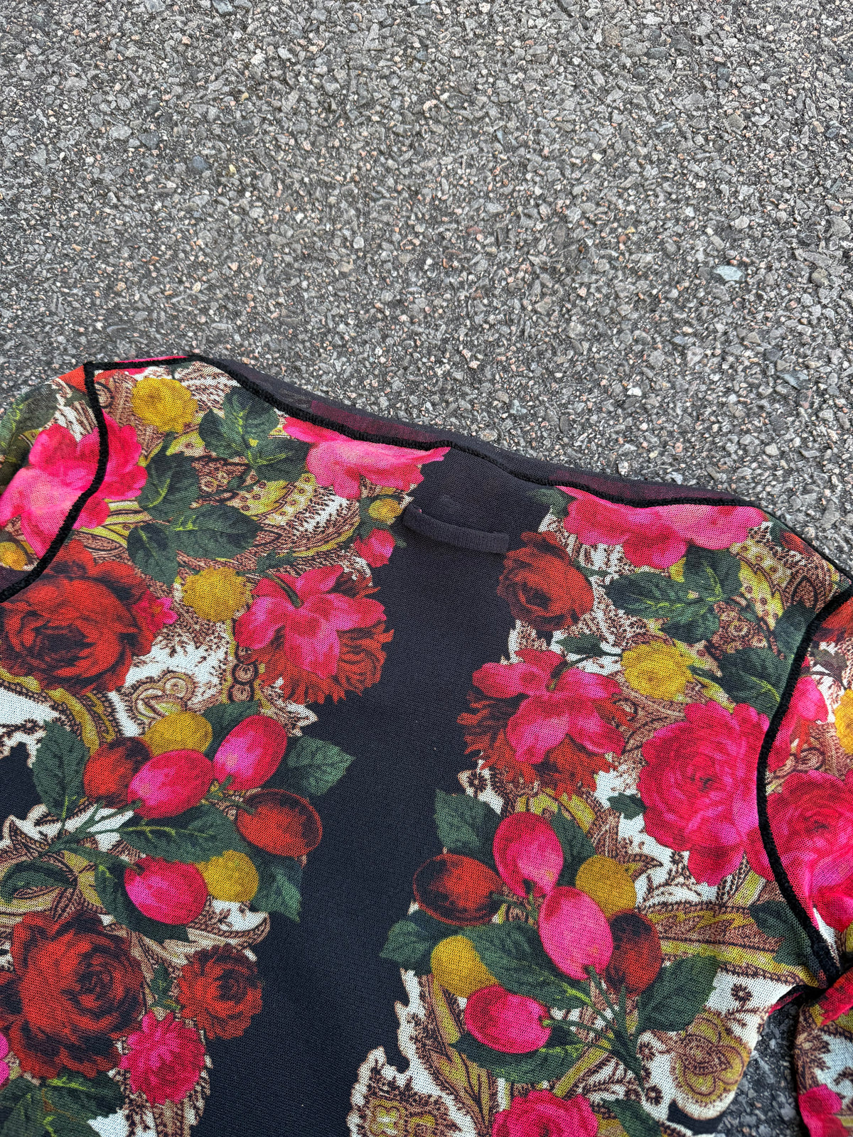 Jean Paul Gaultier Vintage 90s Soleil Floral Mesh Long Sleeve Top