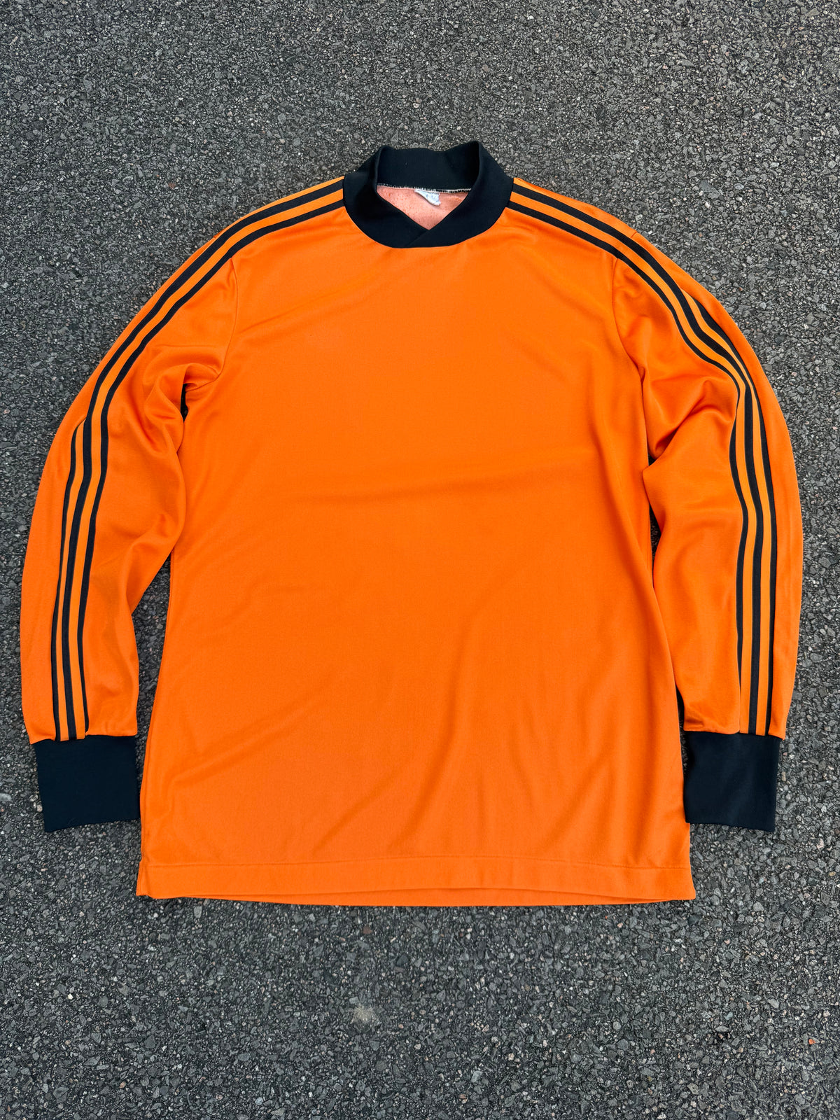 Vintage 70s Adidas Ventex Orange Black Long Sleeve Jersey Shirt