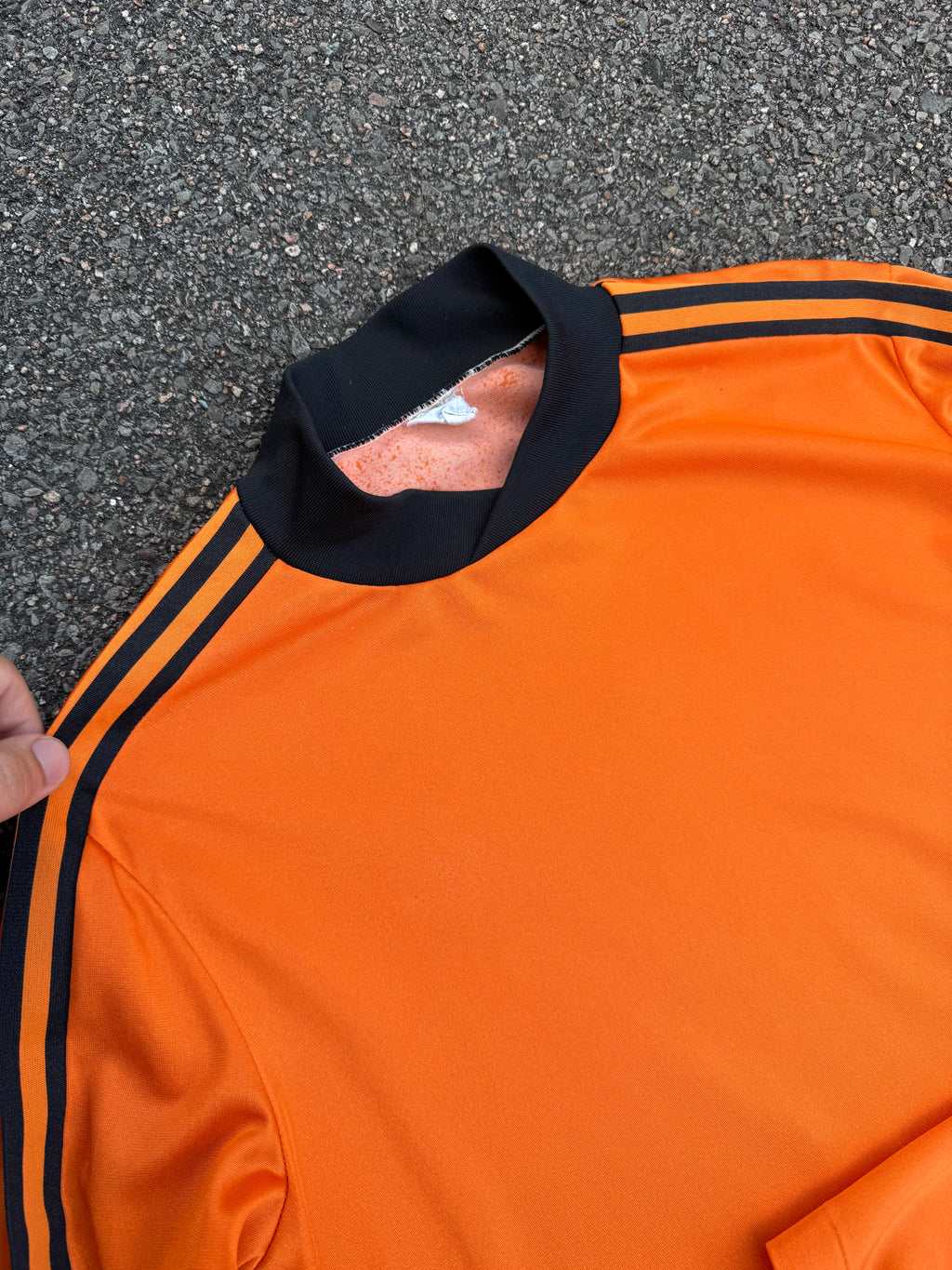 Vintage 70s Adidas Ventex Orange Black Long Sleeve Jersey Shirt