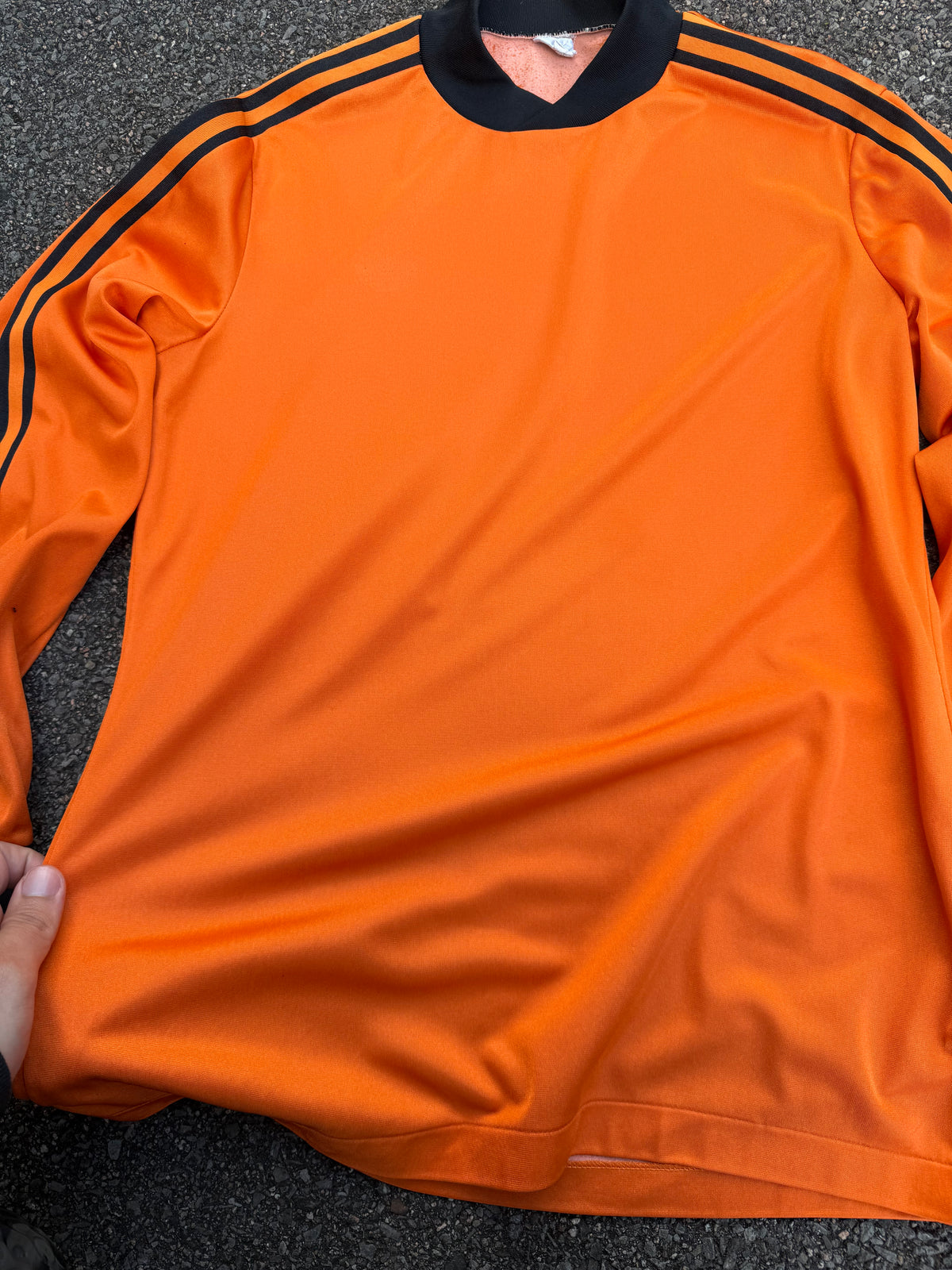 Vintage 70s Adidas Ventex Orange Black Long Sleeve Jersey Shirt