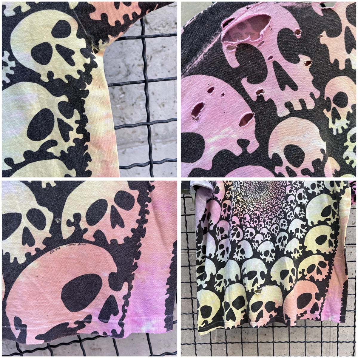 Vintage 1992 Liquid Blue Skull All Over Print Tshirt