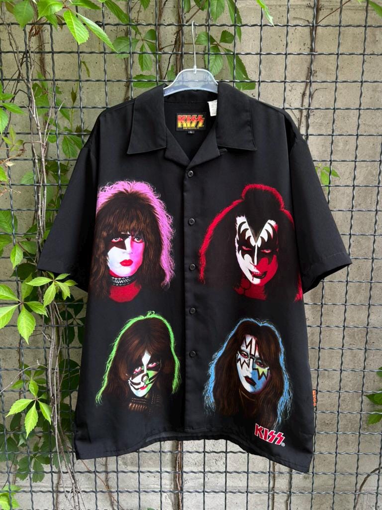 Vintage 2001 Kiss Rock Band Button Up Shirt