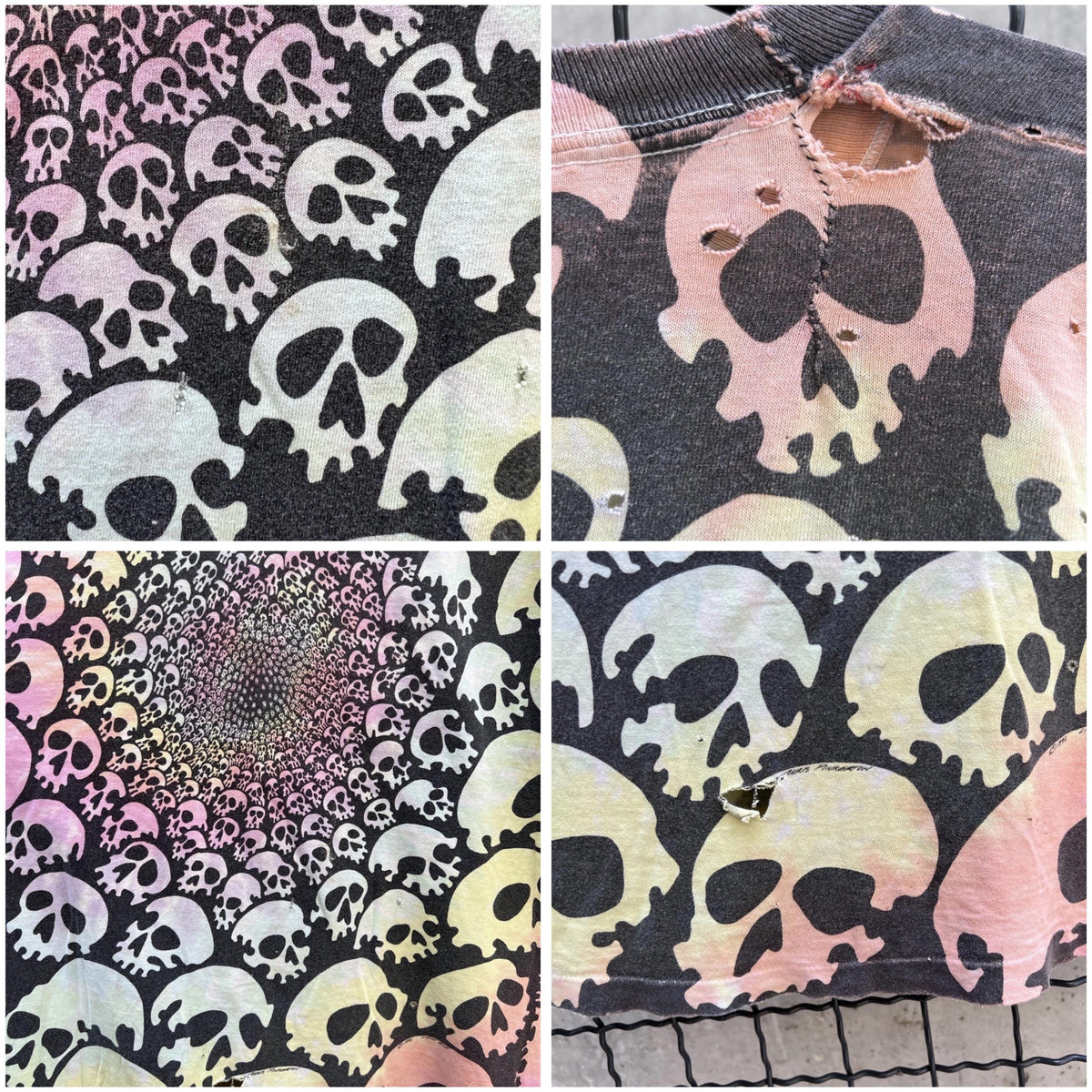 Vintage 1992 Liquid Blue Skull All Over Print Tshirt