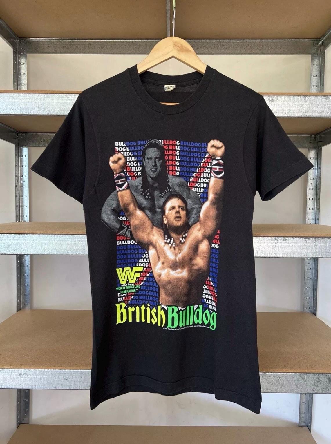 Vintage 1991 British Bulldog Davey Boy Smith WWF WWE Wrestling T-Shirt