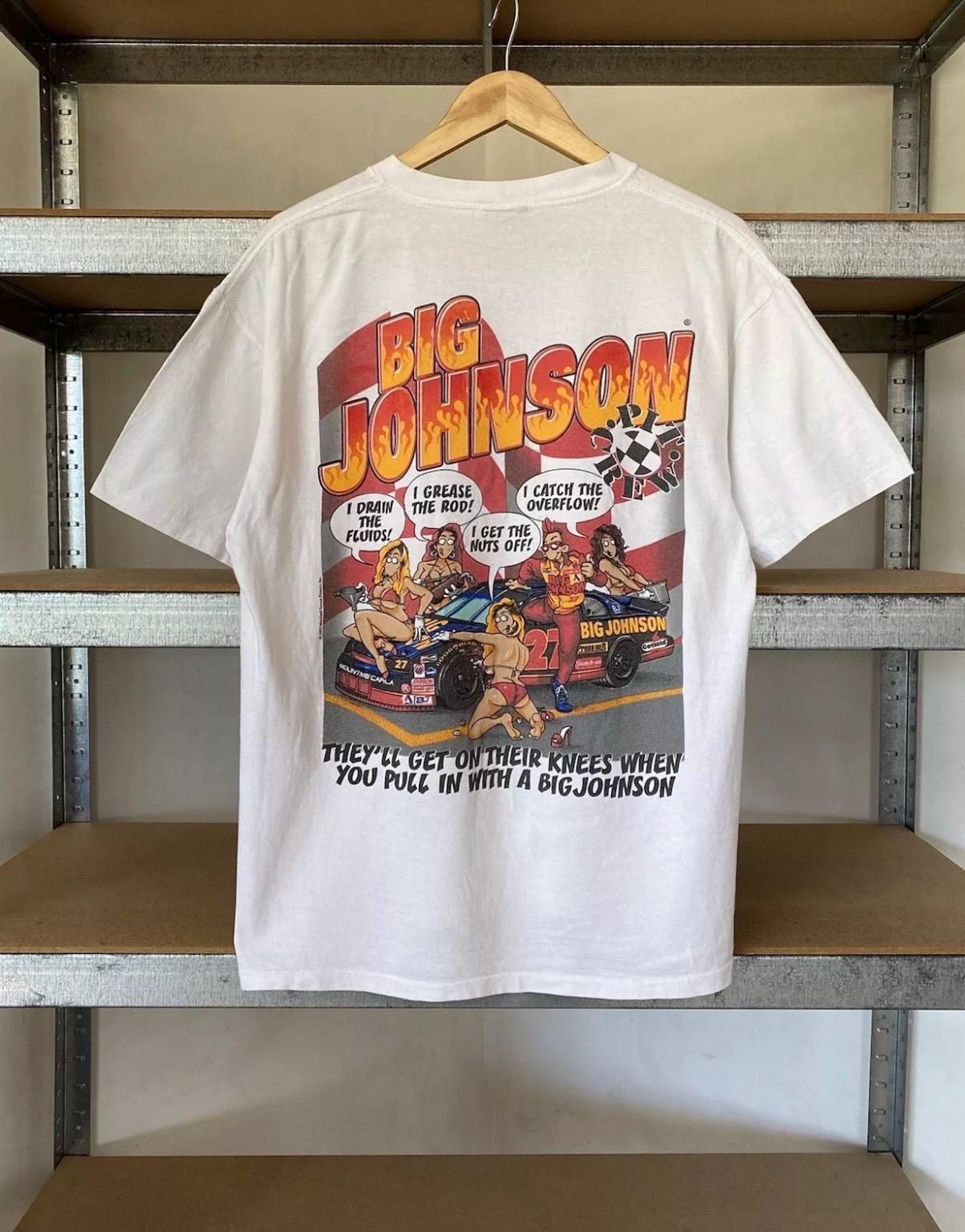 Vintage 1997 Big Johnson Racing Pit Stop Naughty T-shirt Size L