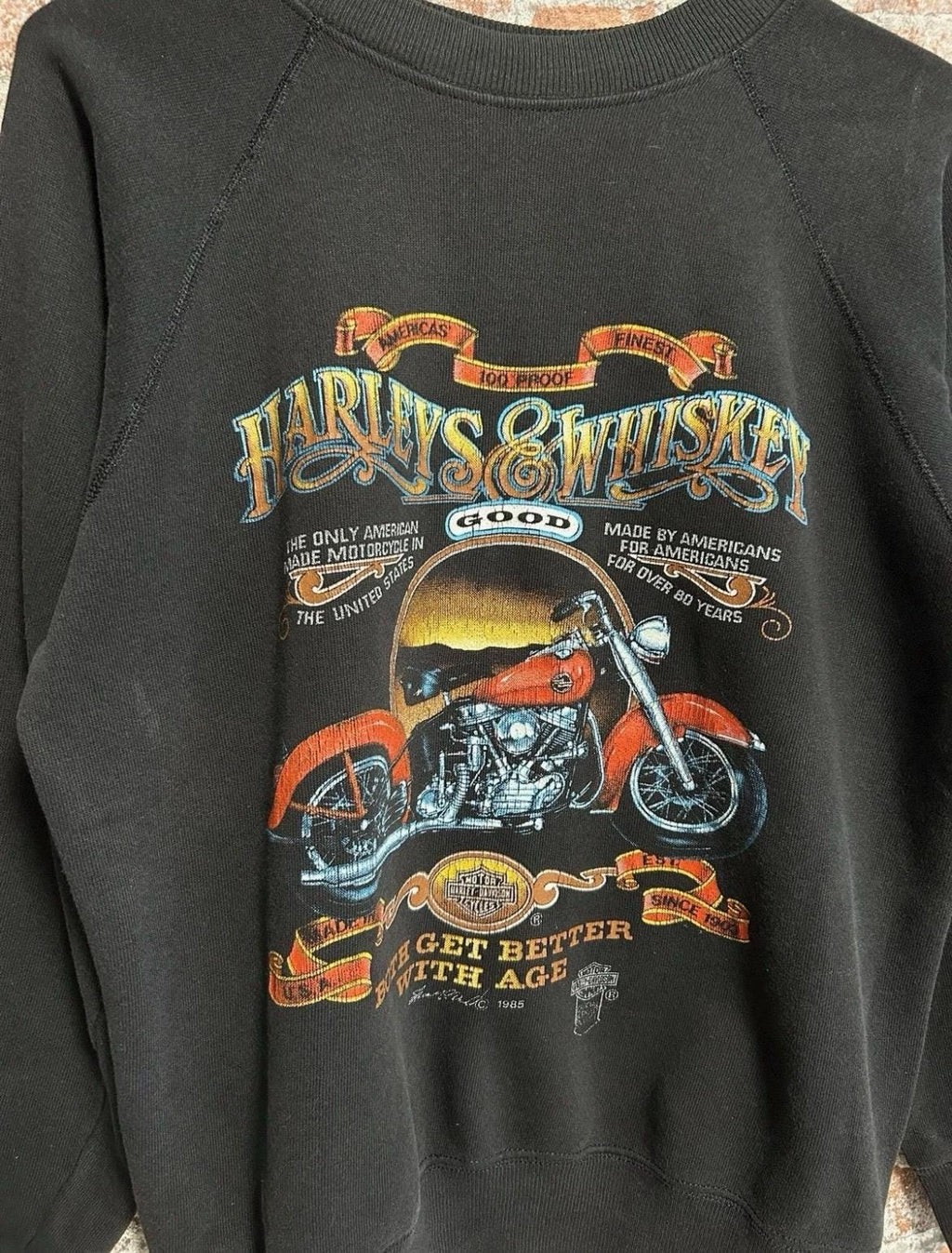 Vintage 1985 Harley Davidson Biker Sweatshirt 80s Size M