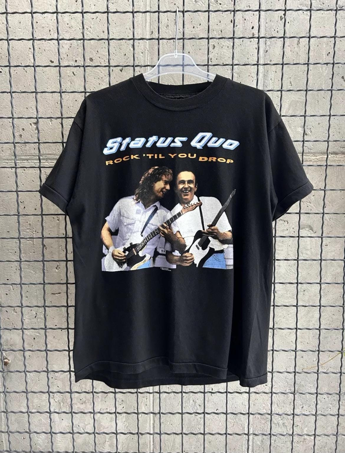 Vintage 1992 Status Quo Rock'Til You Drop Rock Band Tour T-shirt