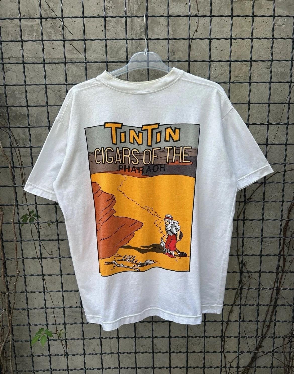 Vintage 90s The Adventure of TinTin Pharaoh Comics T-shirt Size L-XL