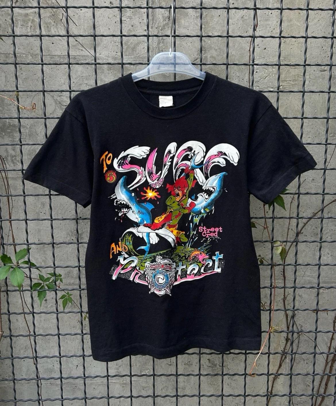 Vintage 90s Street Cred To Surf And Protect Comics T-shirt Size XS
