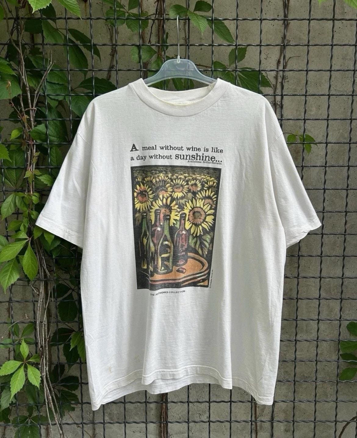 Vintage 1997 Christopher Wormell Wine and Sunflowers Art T-shirt Size L