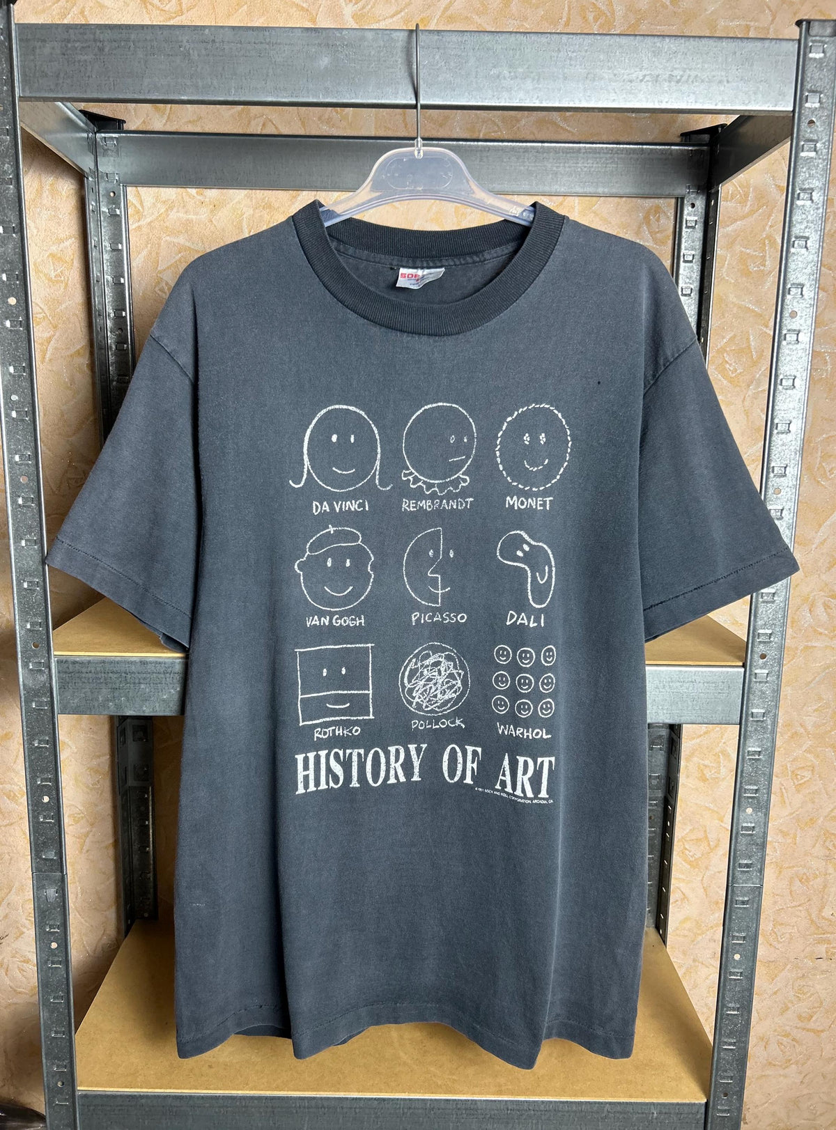 Vintage 1991 History of Art Da Vincci Wahol Picasso Monet Dali T-shirt Size L