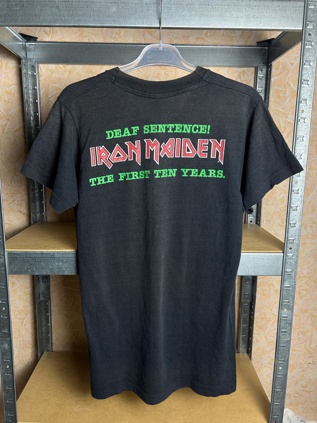 Vintage 1990 Iron Maiden Ten Years Santa Rock Band T-shirt Size M-L