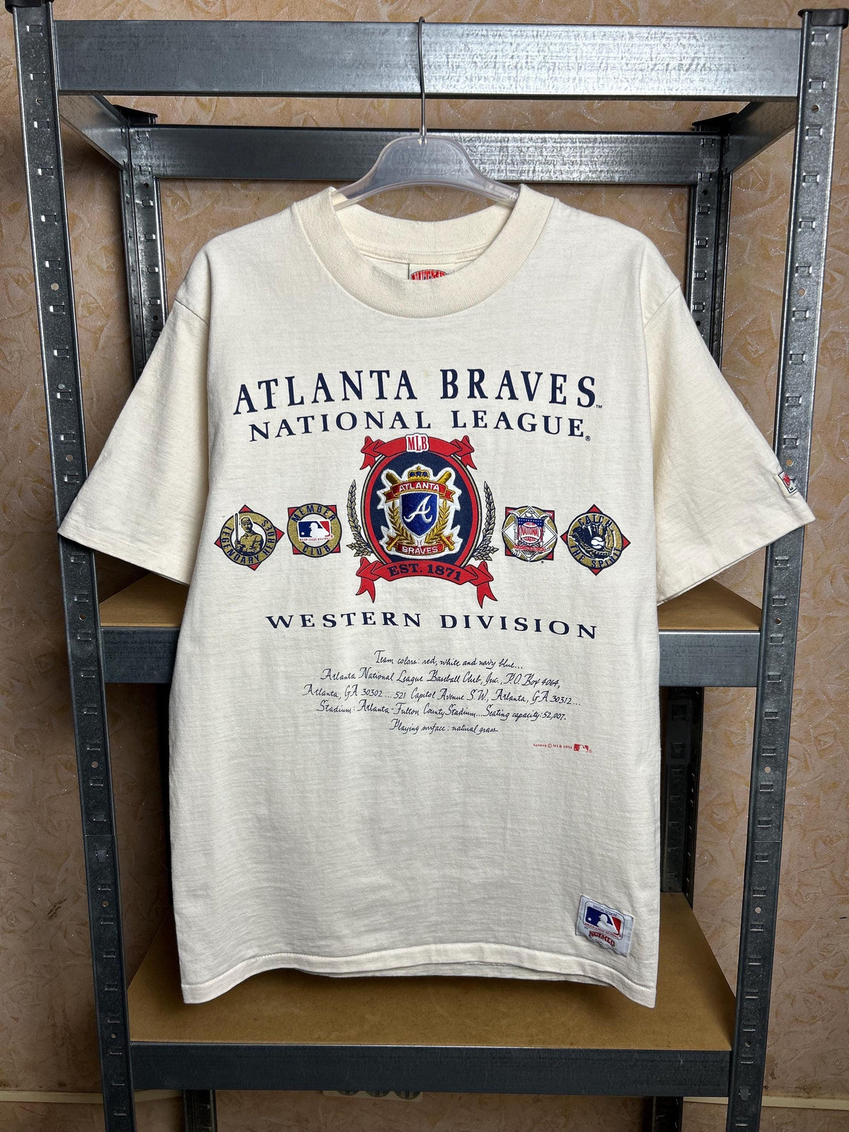 Vintage 1991 Atlanta Braves MLB Nutmeg Playoffs T-shirt Size L