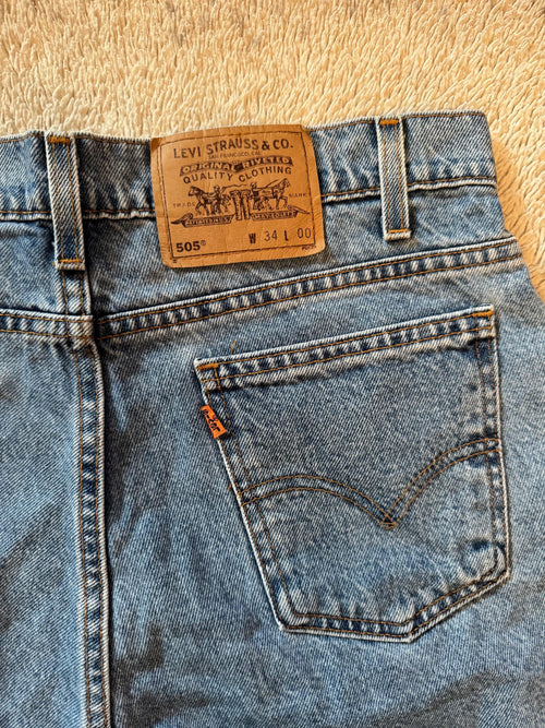 Levis 505 Vintage 90s Orange Tab Shorts Size W34